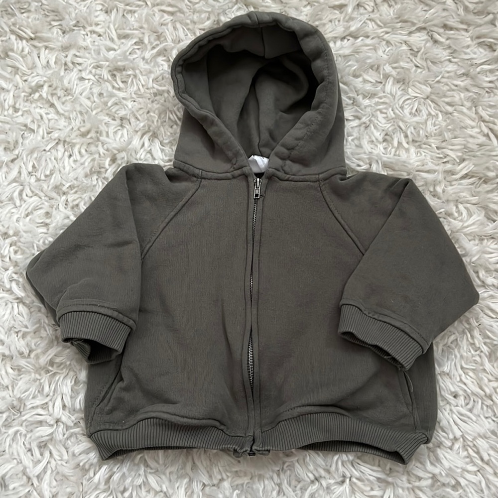 Zara Toddler Unisex Army Green Hoodie size 6-9M